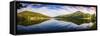 Peaks Of Otter lake reflections panorama, Blue Ridge Parkway, USA.-Anna Miller-Framed Stretched Canvas