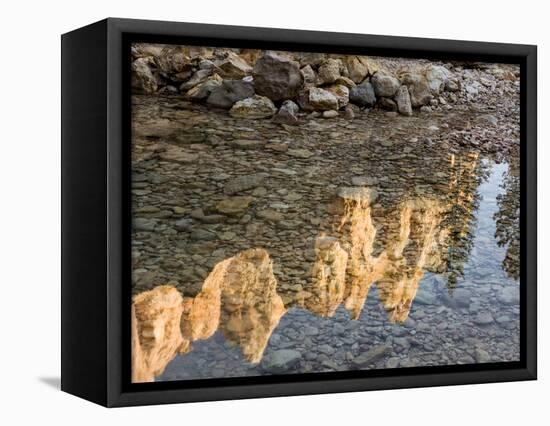 Peaks Reflecting in Small Pool at Mossy Cave at Bryce Canyon National Park, Utah, USA-Tom Norring-Framed Stretched Canvas