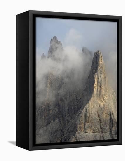 Peaks towering over Val Venegia seen from Passo Costazza. Pale di San Martino in the Dolomites-Martin Zwick-Framed Stretched Canvas