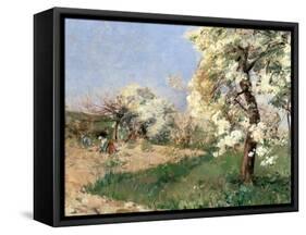 Pear Blossoms, Villiers-De-Bel-Childe Hassam-Framed Stretched Canvas