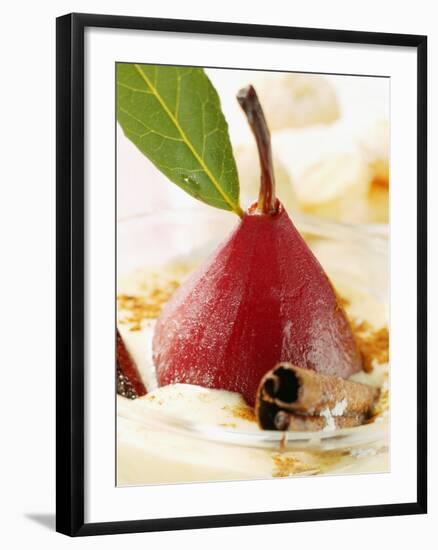 Pear in Red Wine with Cinnamon in Madeira Cream-null-Framed Photographic Print