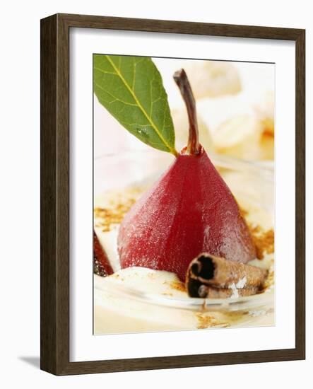 Pear in Red Wine with Cinnamon in Madeira Cream-null-Framed Photographic Print