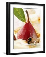 Pear in Red Wine with Cinnamon in Madeira Cream-null-Framed Photographic Print