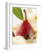 Pear in Red Wine with Cinnamon in Madeira Cream-null-Framed Photographic Print