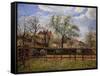 Pear Tree and Flowers in Eragny, Morning-Camille Pissarro-Framed Stretched Canvas