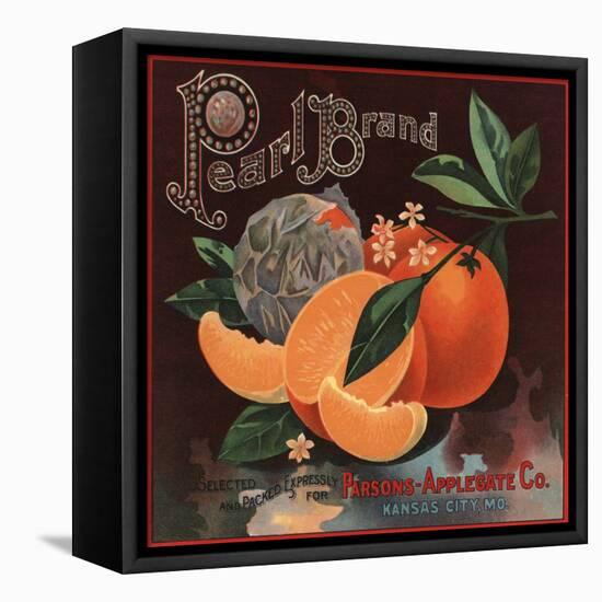 Pearl Brand - Kansas City, Missouri - Citrus Crate Label-Lantern Press-Framed Stretched Canvas