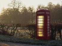 Red Telephone Box on a Frosty Morning, Snelston, Hartington, Derbyshire, England, UK-Pearl Bucknall-Photographic Print