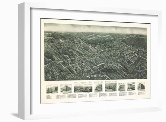 Pearl River, New York - Panoramic Map-Lantern Press-Framed Art Print