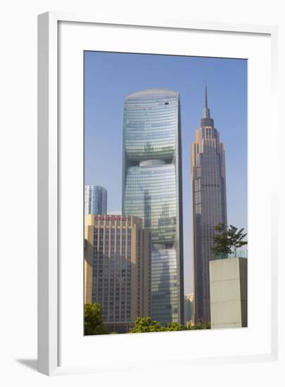 Pearl River Tower in Zhujiang New Town, Tian He, Guangzhou, Guangdong, China, Asia-Ian Trower-Framed Photographic Print