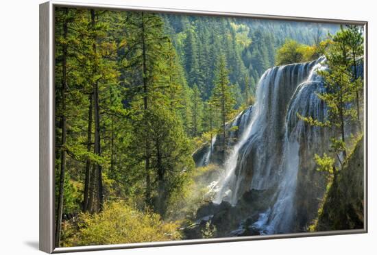 Pearl Shoal Waterfall, Jiuzhaigou National Park, Sichuan Province, China, East Asia-G&M Therin-Weise-Framed Photographic Print