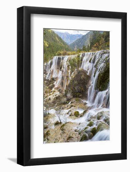 Pearl Shoal Waterfall (Zhenzhu Tan), Jiuzhaigou National Park, Sichuan, China-Peter Adams-Framed Photographic Print