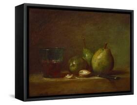 Pears and a Cup of Wine-Jean-Baptiste Simeon Chardin-Framed Stretched Canvas