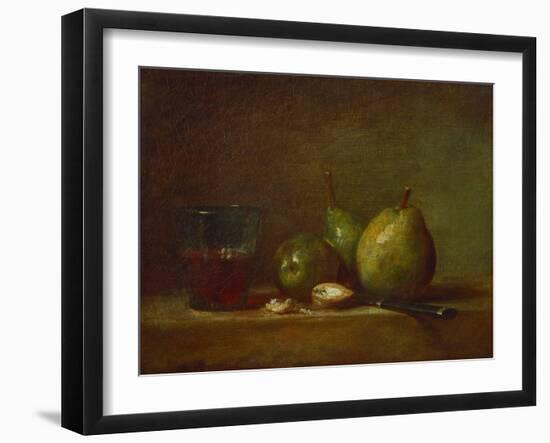 Pears and a Cup of Wine-Jean-Baptiste Simeon Chardin-Framed Giclee Print