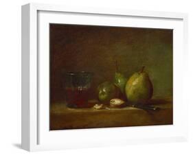 Pears and a Cup of Wine-Jean-Baptiste Simeon Chardin-Framed Giclee Print