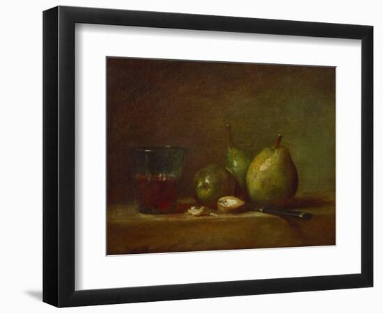 Pears and a Cup of Wine-Jean-Baptiste Simeon Chardin-Framed Giclee Print