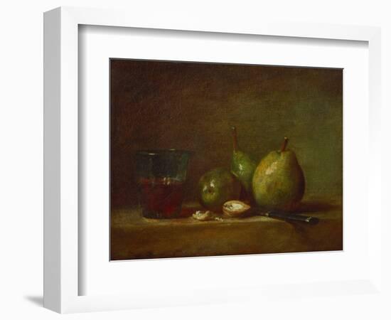 Pears and a Cup of Wine-Jean-Baptiste Simeon Chardin-Framed Giclee Print