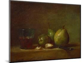 Pears and a Cup of Wine-Jean-Baptiste Simeon Chardin-Mounted Giclee Print