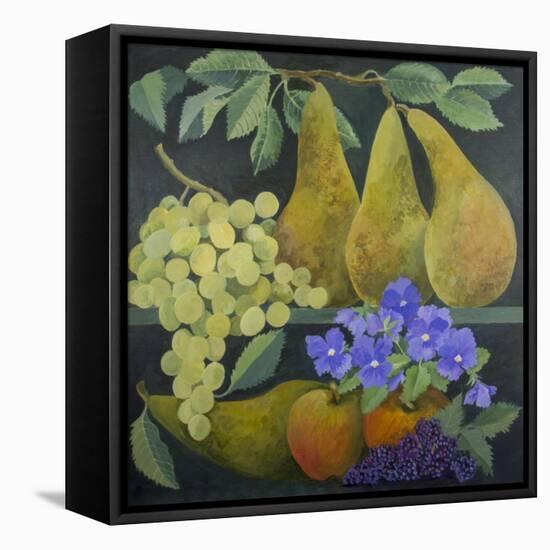 Pears and Grapes-Jennifer Abbott-Framed Stretched Canvas