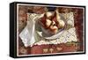 Pears in a Bowl on an Oriental Rug-Helen J. Vaughn-Framed Stretched Canvas