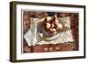 Pears in a Bowl on an Oriental Rug-Helen J. Vaughn-Framed Giclee Print