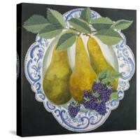 Pears on a Plate-Jennifer Abbott-Stretched Canvas