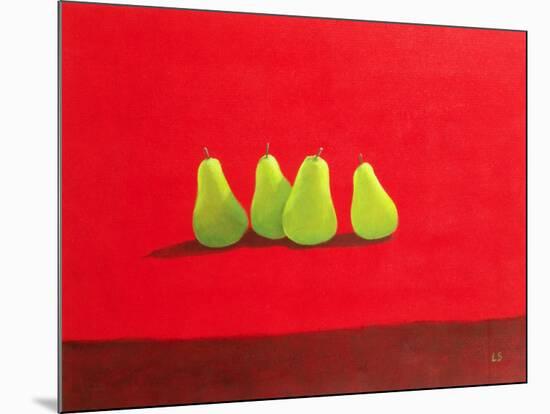 Pears on Red Cloth-Lincoln Seligman-Mounted Giclee Print