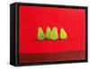 Pears on Red Cloth-Lincoln Seligman-Framed Stretched Canvas