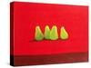 Pears on Red Cloth-Lincoln Seligman-Stretched Canvas