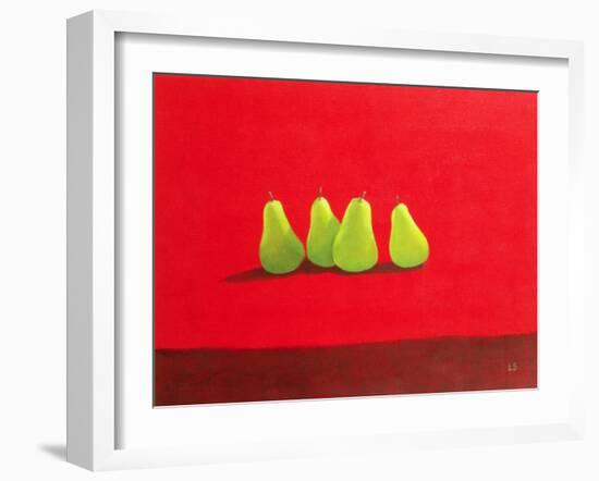 Pears on Red Cloth-Lincoln Seligman-Framed Giclee Print