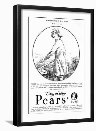 Pears' Soap Advertisement, Land Girl, 1918-null-Framed Art Print