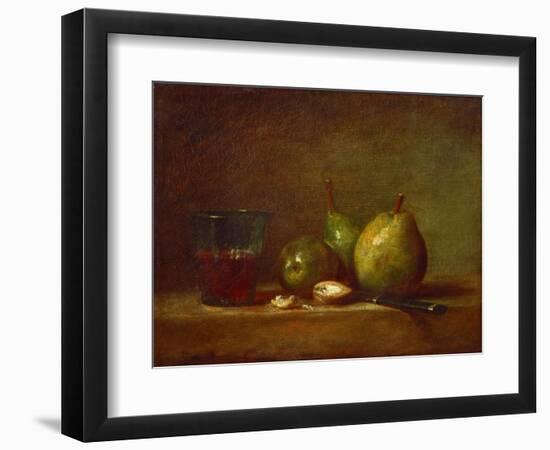 Pears, Walnuts and Glass of Wine-Jean-Baptiste Simeon Chardin-Framed Giclee Print