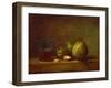 Pears, Walnuts and Glass of Wine-Jean-Baptiste Simeon Chardin-Framed Giclee Print