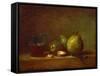 Pears, Walnuts and Glass of Wine-Jean-Baptiste Simeon Chardin-Framed Stretched Canvas