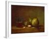 Pears, Walnuts and Glass of Wine-Jean-Baptiste Simeon Chardin-Framed Giclee Print