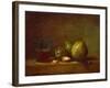 Pears, Walnuts and Glass of Wine-Jean-Baptiste Simeon Chardin-Framed Giclee Print