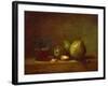 Pears, Walnuts and Glass of Wine-Jean-Baptiste Simeon Chardin-Framed Giclee Print