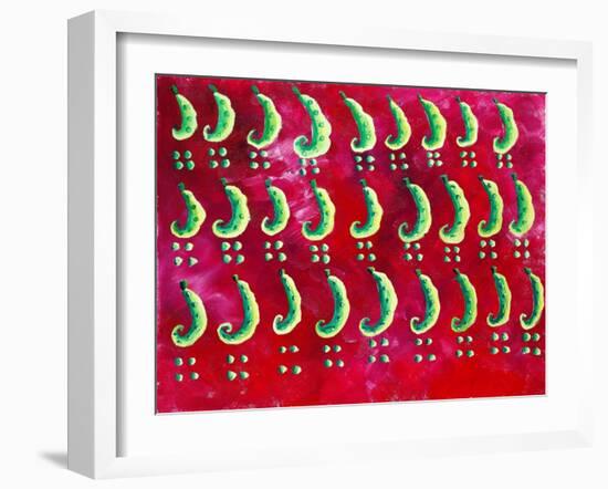 Peas on a Red Background, 2003-Julie Nicholls-Framed Giclee Print