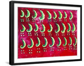 Peas on a Red Background, 2003-Julie Nicholls-Framed Giclee Print