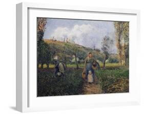 Peasant and Child Returning from the Fields-Camille Pissarro-Framed Giclee Print