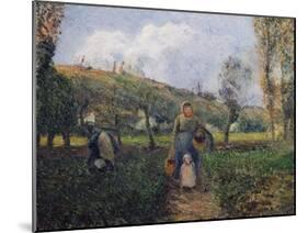 Peasant and Child Returning from the Fields-Camille Pissarro-Mounted Giclee Print