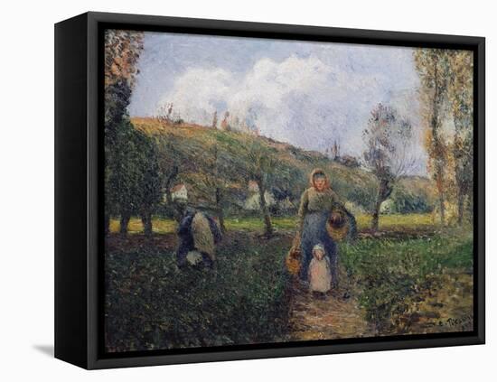 Peasant and Child Returning from the Fields-Camille Pissarro-Framed Stretched Canvas