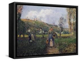 Peasant and Child Returning from the Fields-Camille Pissarro-Framed Stretched Canvas