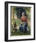 Peasant and girl, Eragny-Camille Pissarro-Framed Premium Giclee Print