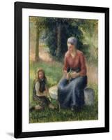 Peasant and girl, Eragny-Camille Pissarro-Framed Premium Giclee Print