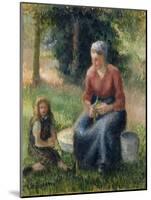 Peasant and girl, Eragny-Camille Pissarro-Mounted Giclee Print