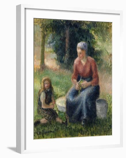 Peasant and girl, Eragny-Camille Pissarro-Framed Giclee Print