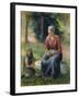 Peasant and girl, Eragny-Camille Pissarro-Framed Giclee Print