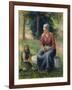 Peasant and girl, Eragny-Camille Pissarro-Framed Giclee Print