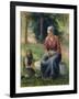 Peasant and girl, Eragny-Camille Pissarro-Framed Giclee Print