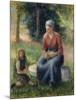 Peasant and girl, Eragny-Camille Pissarro-Mounted Giclee Print